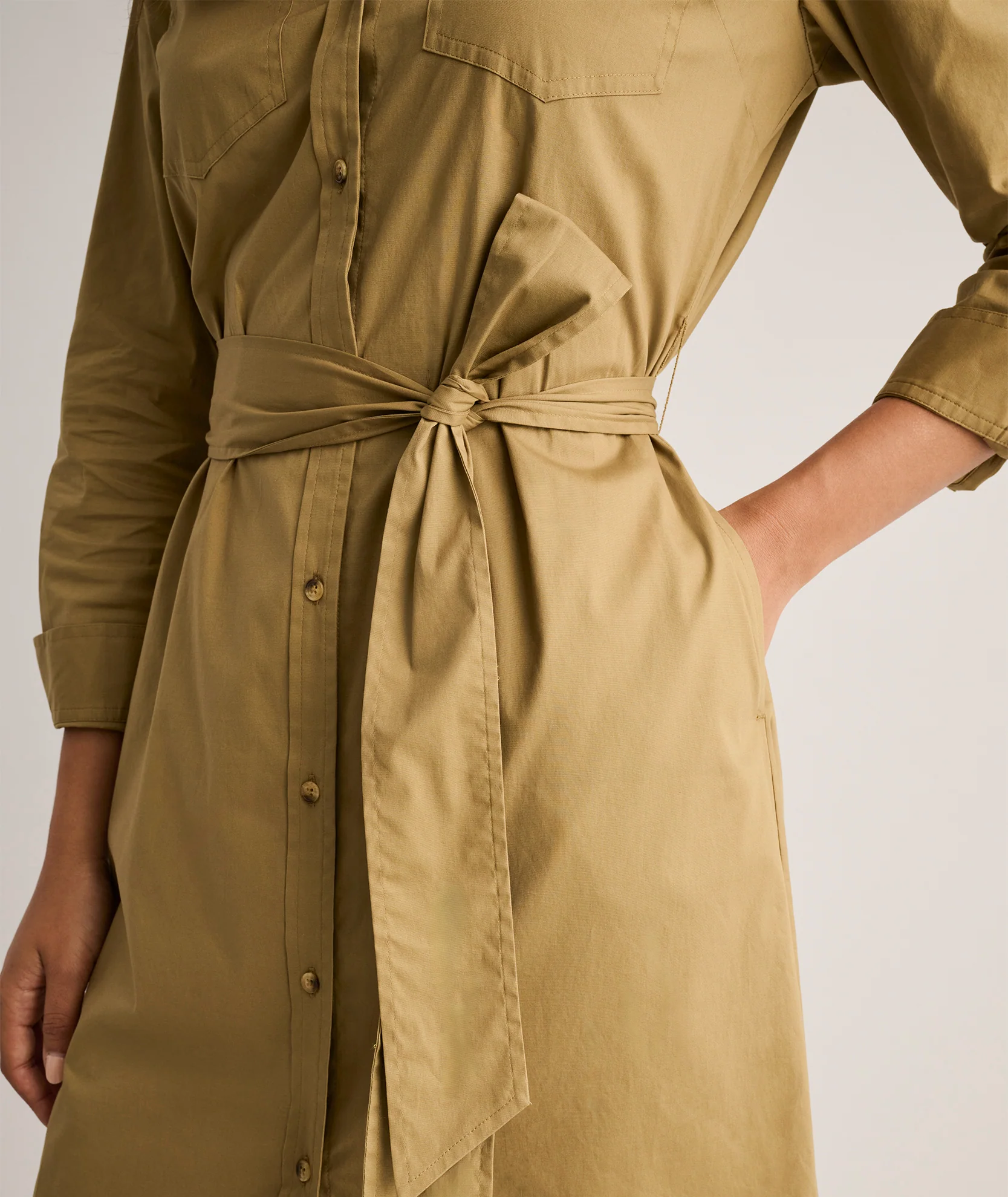 Cotton Stretch Midi Bailey Shirt Dress - Image 5
