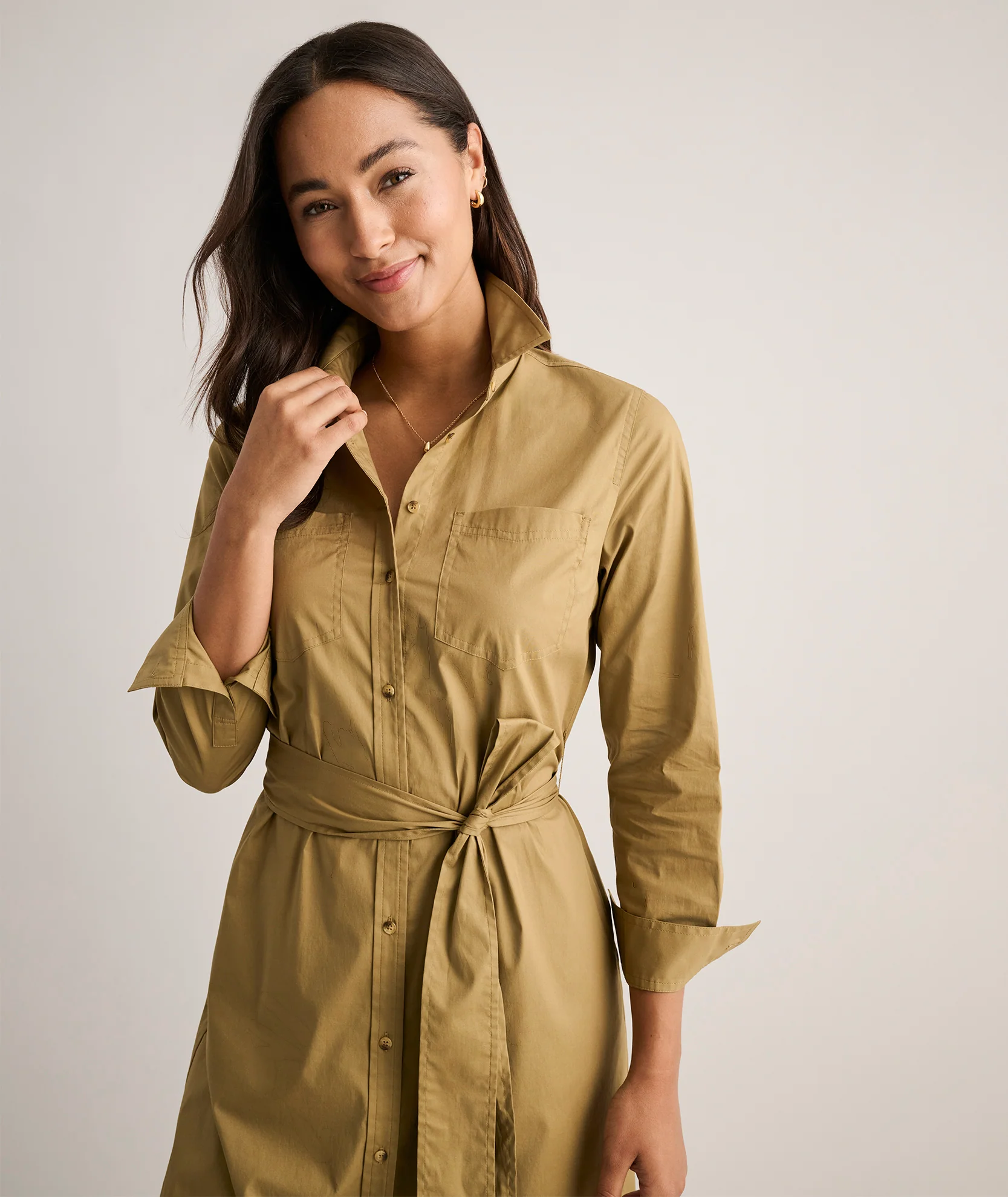 Cotton Stretch Midi Bailey Shirt Dress - Image 6