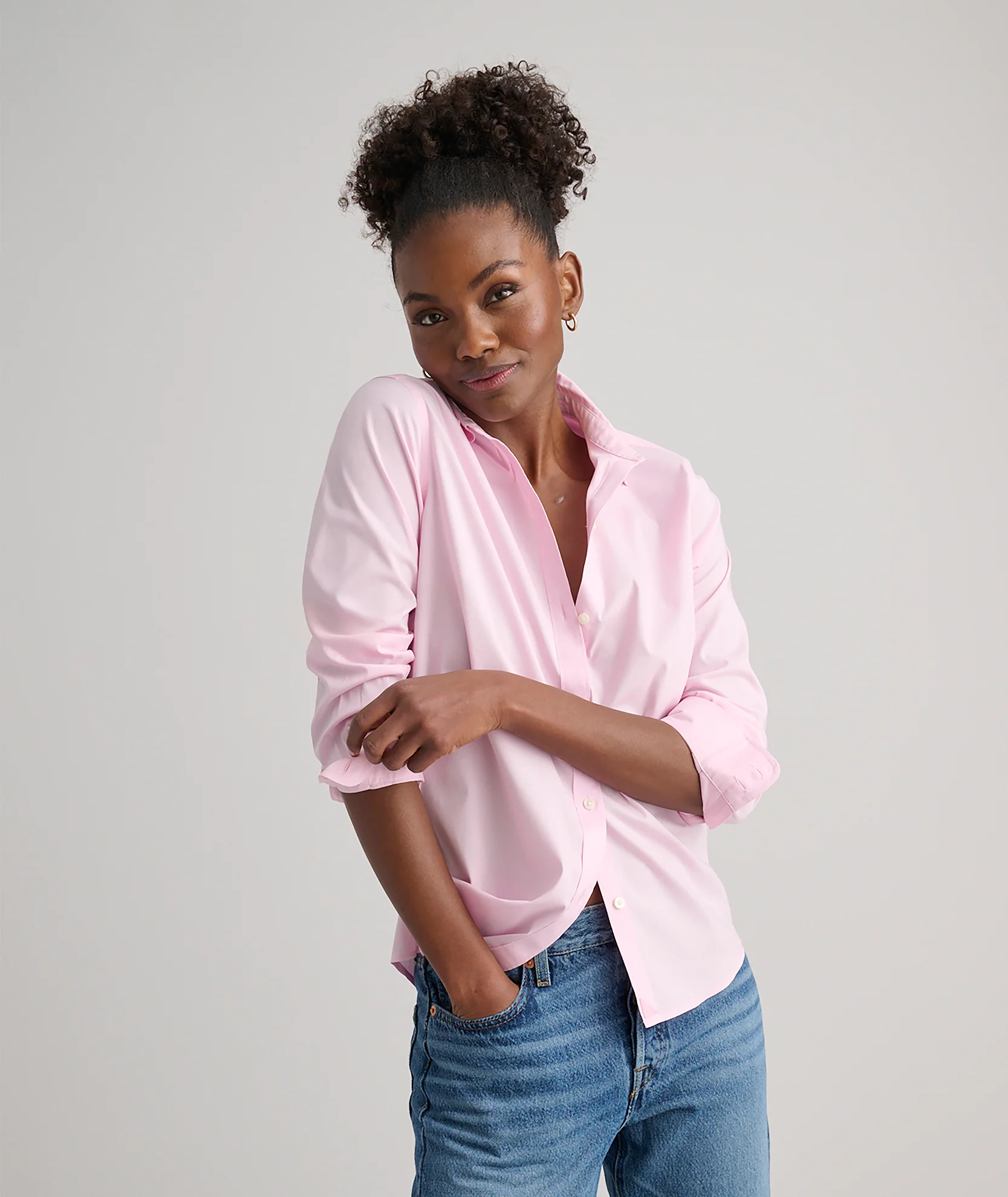 Wrinkle-Free Stretch Cotton Bella Shirt - Image 3