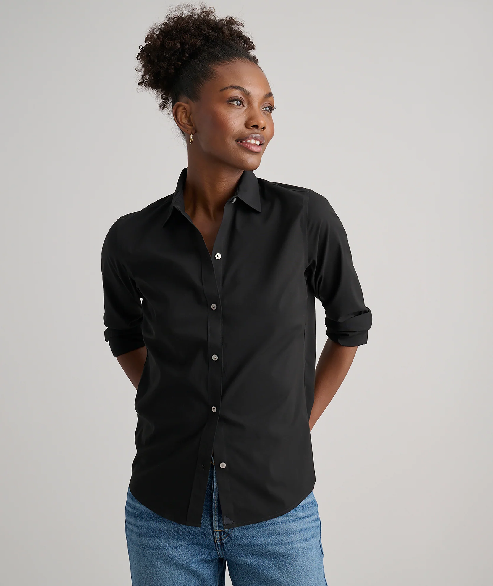 Wrinkle-Free Stretch Cotton Bella Shirt - Image 3