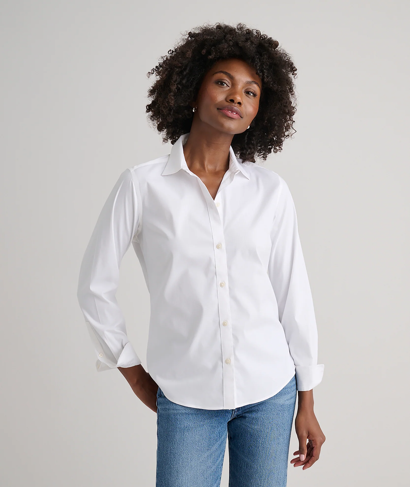 Wrinkle-Free Stretch Cotton Bella Shirt - Image 3