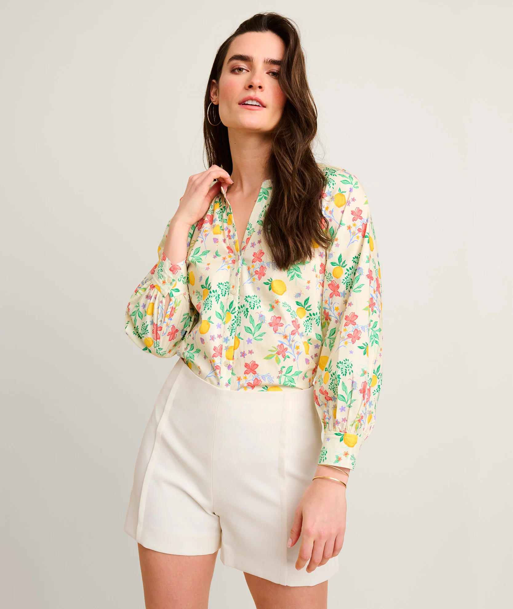 Stretch Cotton Lemon Print Carrie Shirt - Image 3