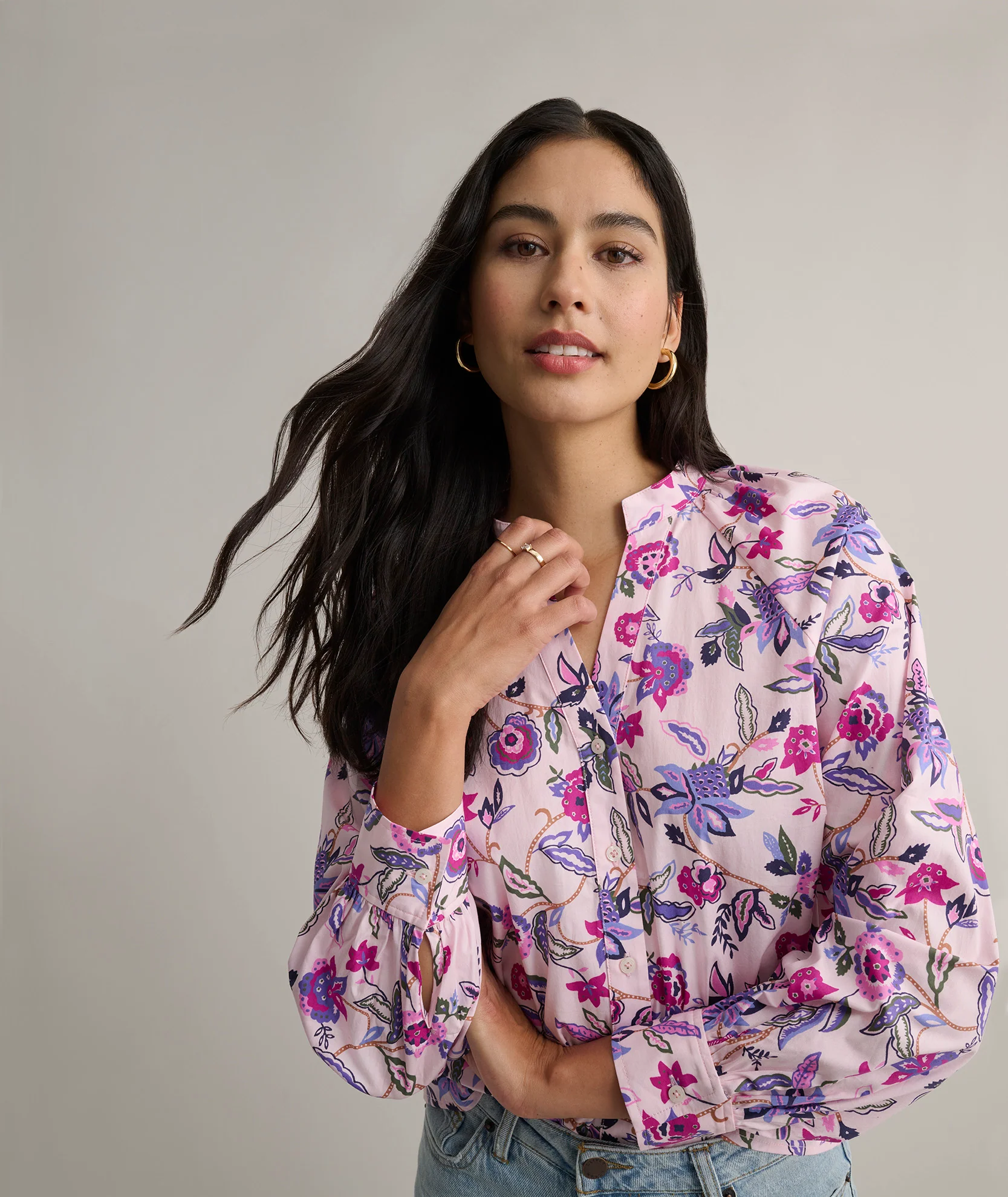 Stretch Cotton Paisley Elaine Shirt - Image 3