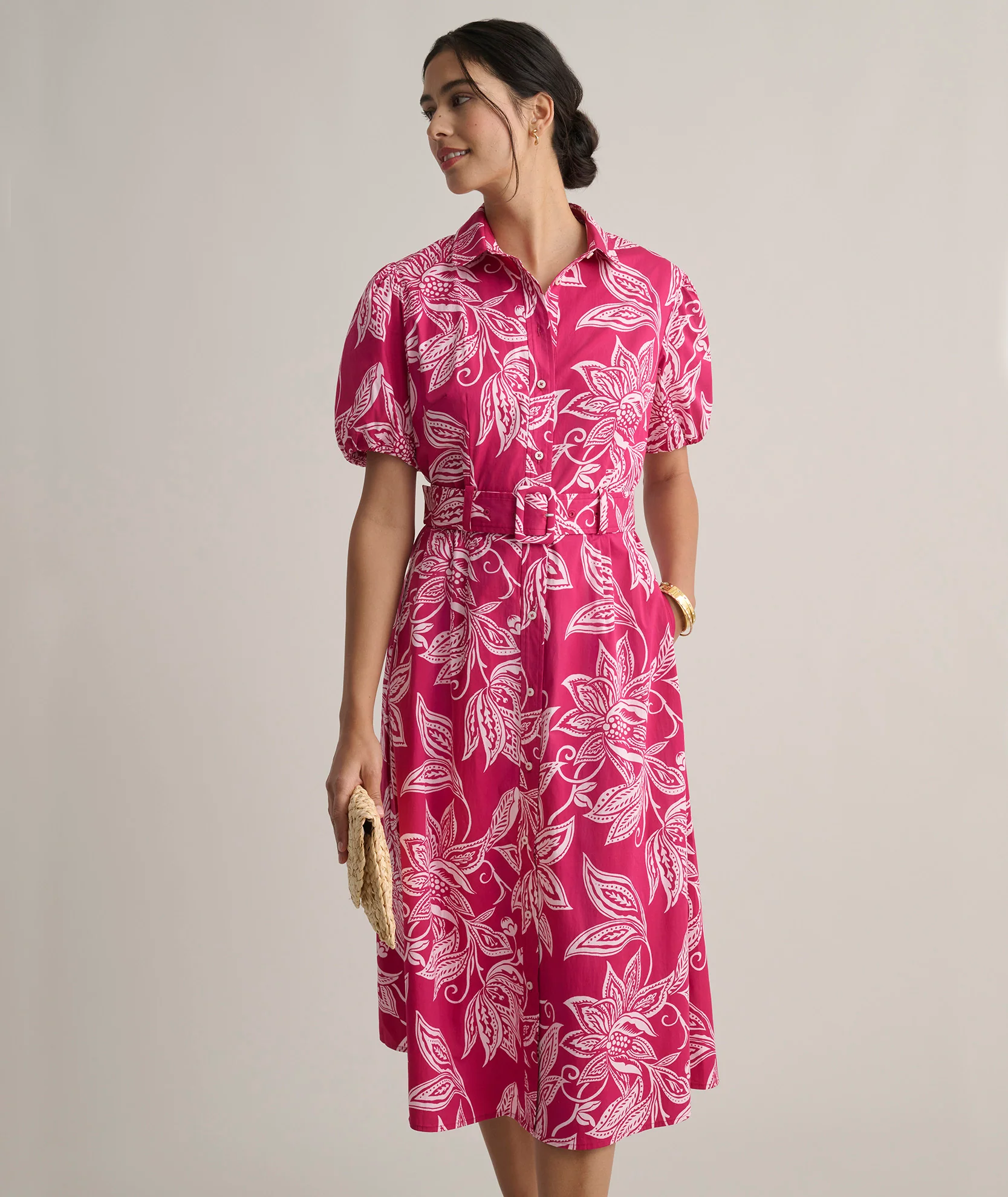 Stretch Cotton Jackie Midi Shirt Dress - Image 3