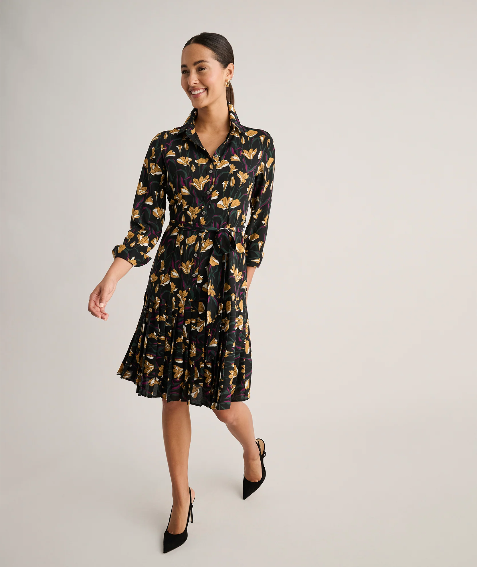 Pleated Janice Midi Shirt Dress - Image 4