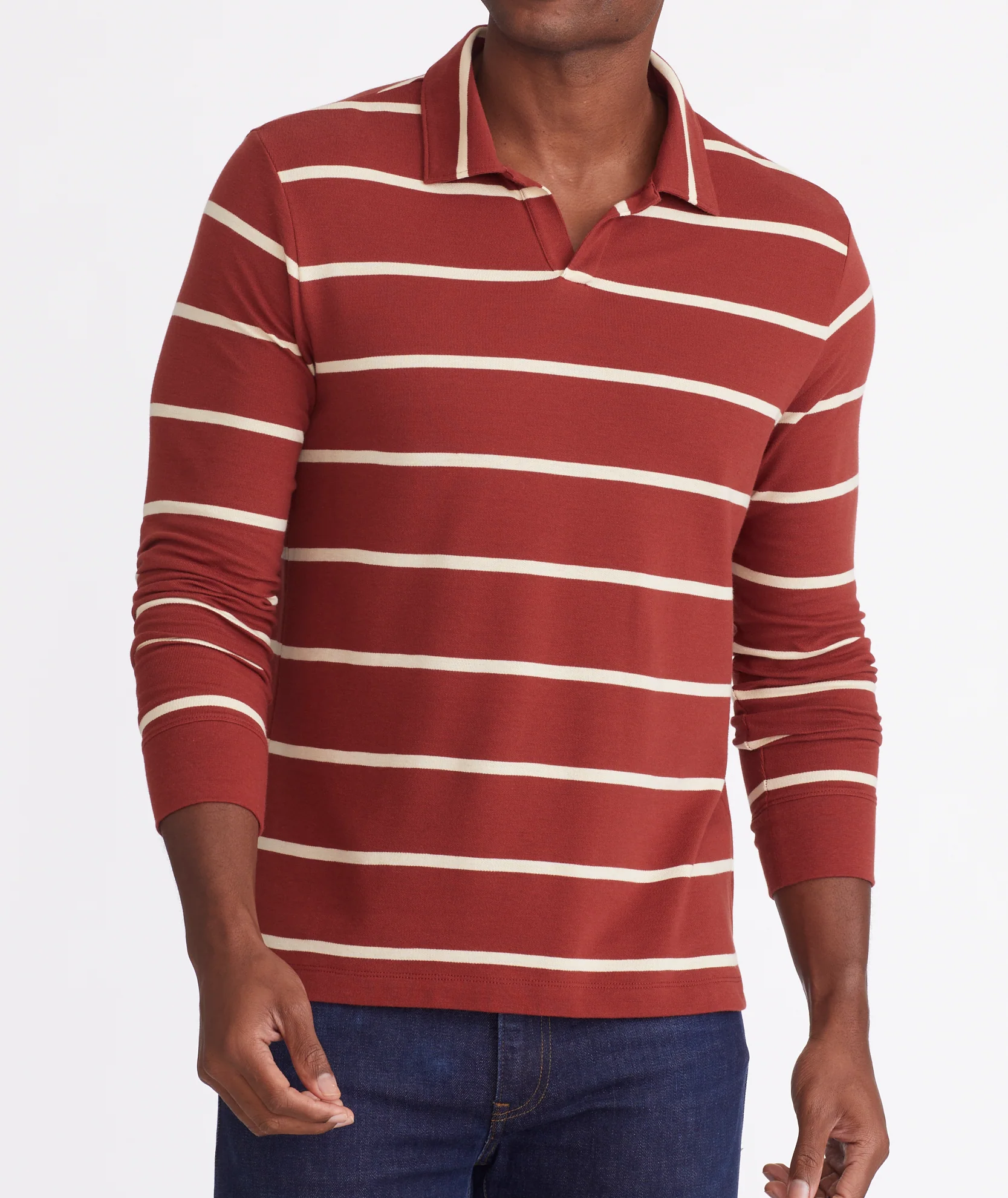 Striped Johnny Collar Polo - FINAL SALE - Image 4