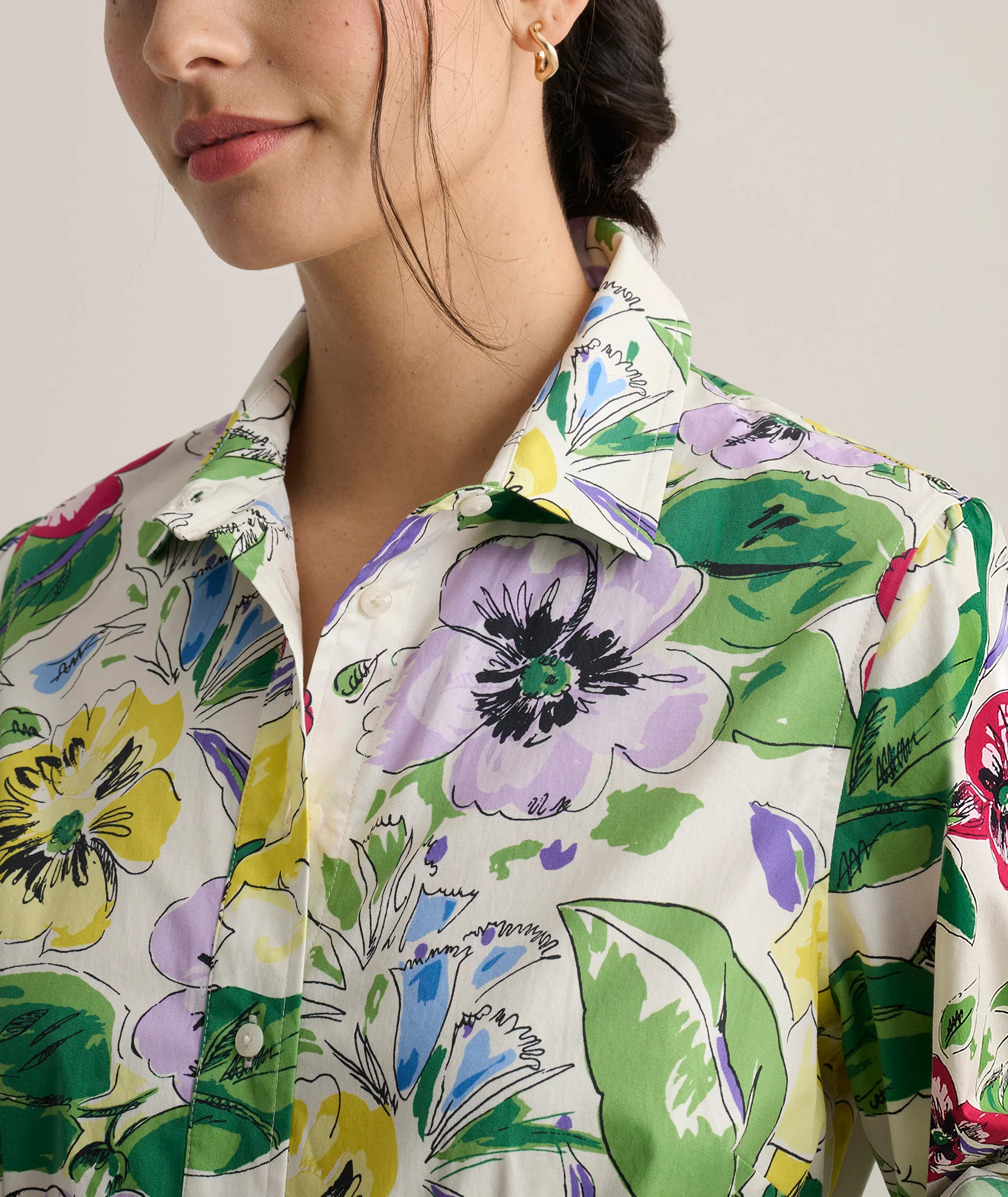 Stretch Cotton Floral Mariah Shirt Dress - Image 6