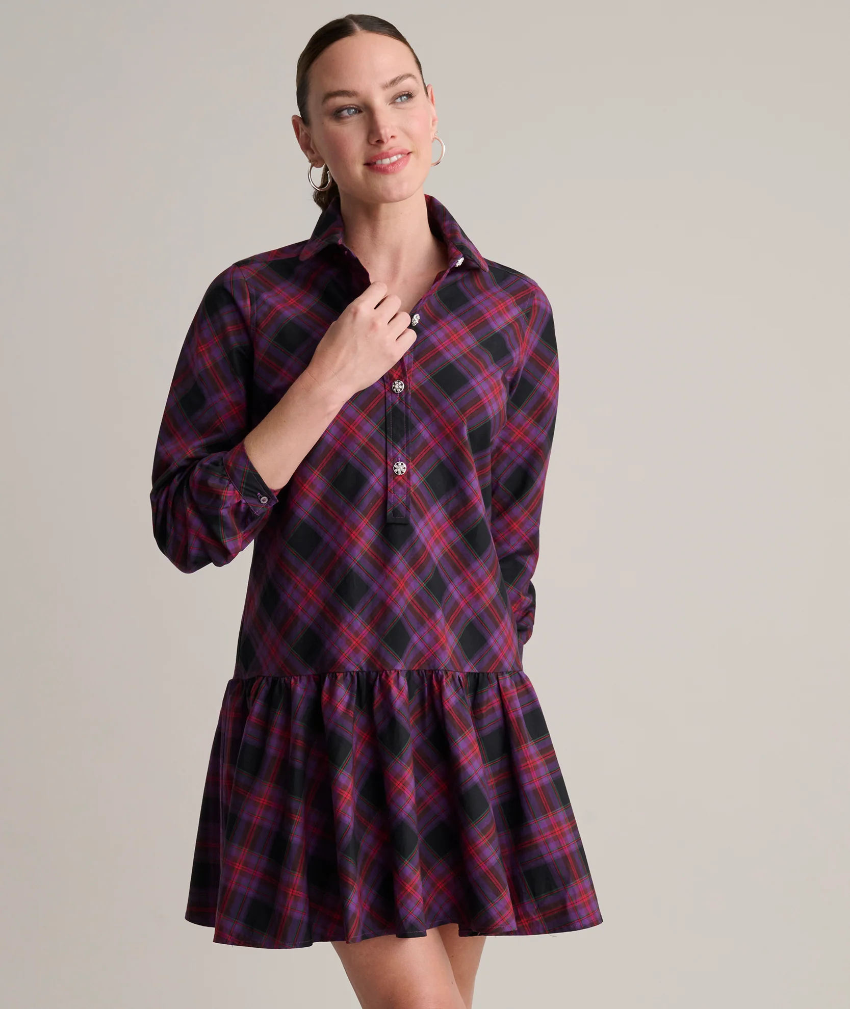 Cotton Plaid Reese Shirt Dress - Image 3