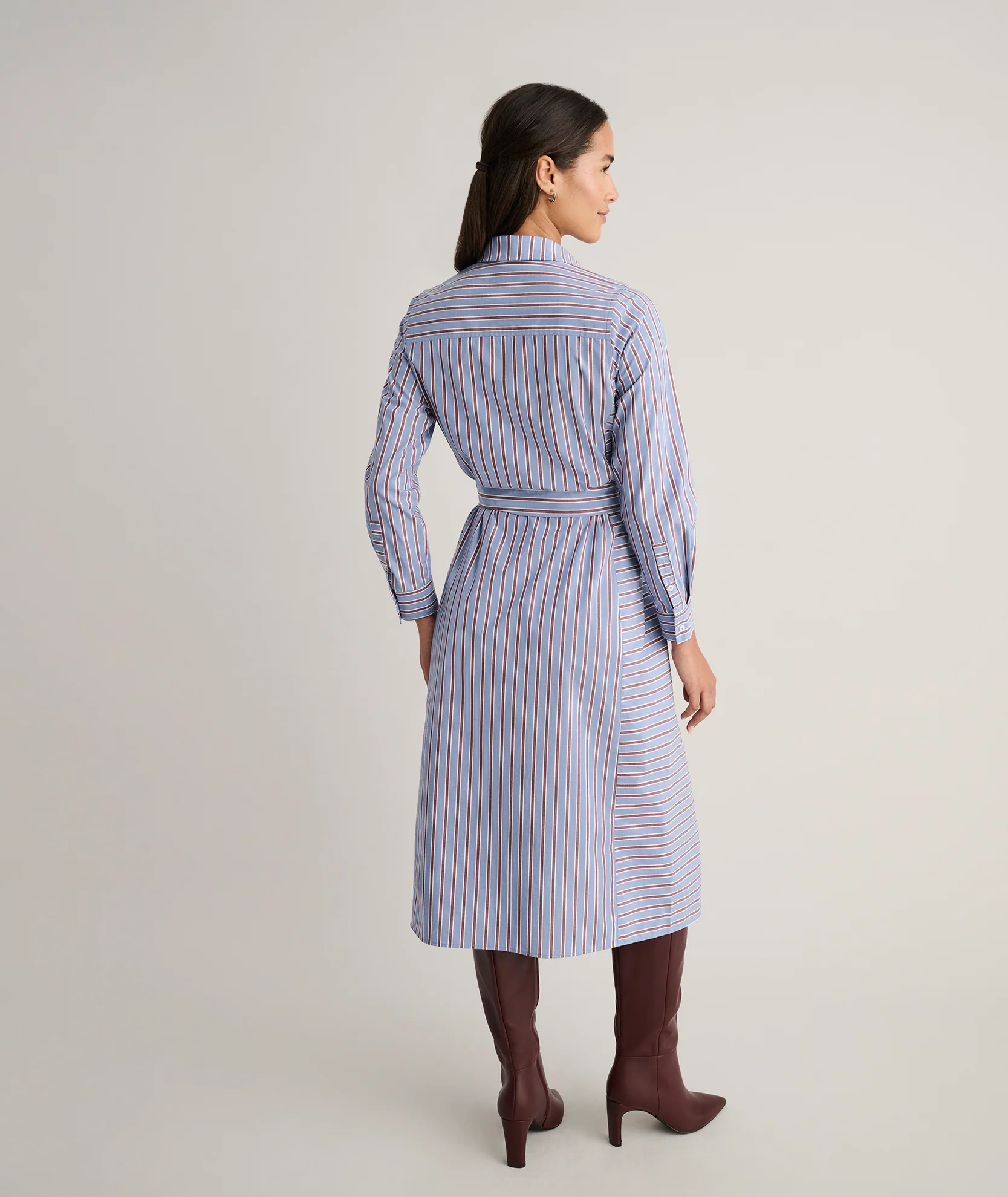 Stretch Cotton Striped Tess Shirt Dress - Image 4