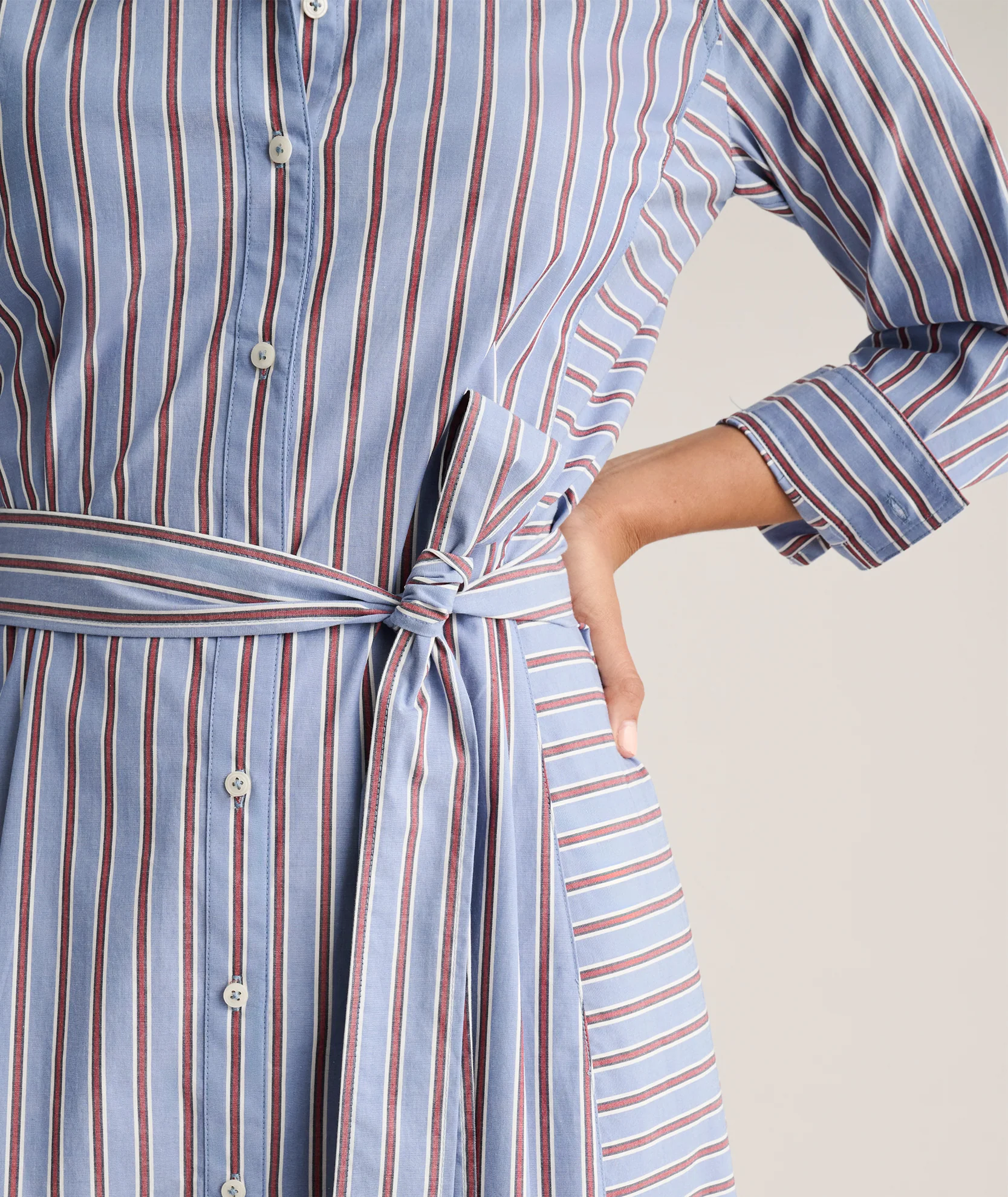 Stretch Cotton Striped Tess Shirt Dress - Image 5